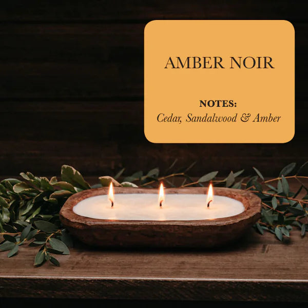 3-Wick Natural Ingredient Candle in Wooden Dough Bowl