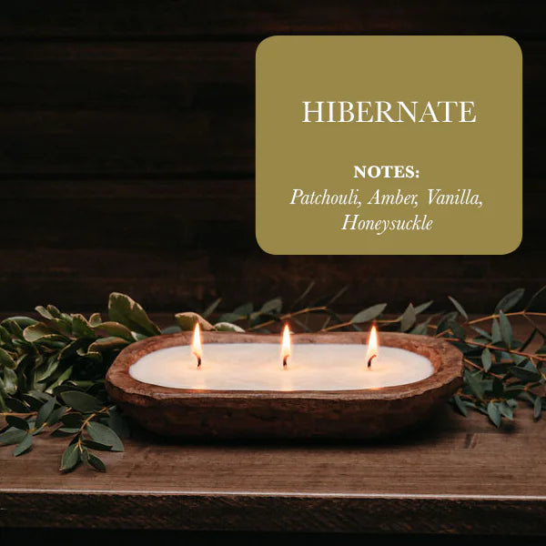 3-Wick Natural Ingredient Candle in Wooden Dough Bowl