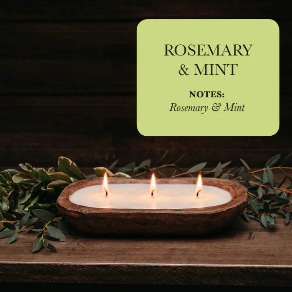 3-Wick Natural Ingredient Candle in Wooden Dough Bowl
