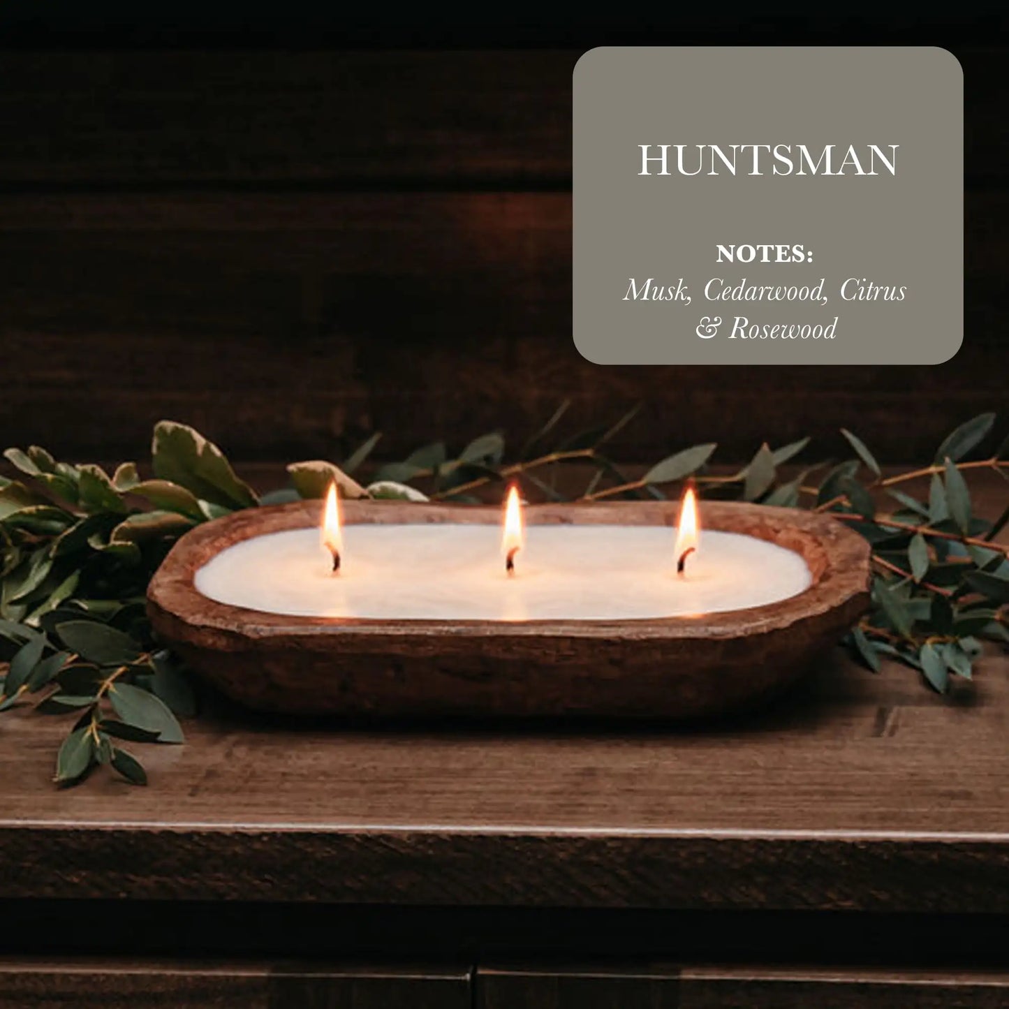 3-Wick Natural Ingredient Candle in Wooden Dough Bowl