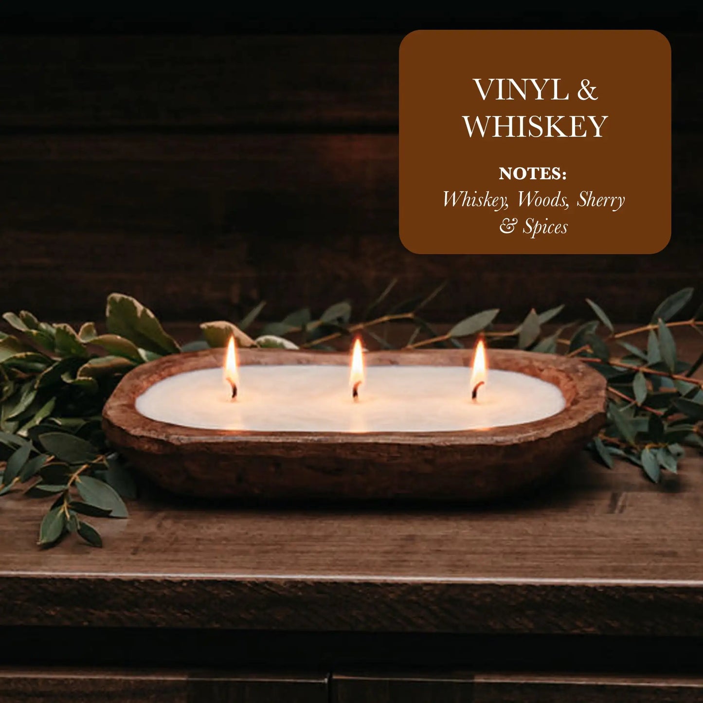 3-Wick Natural Ingredient Candle in Wooden Dough Bowl