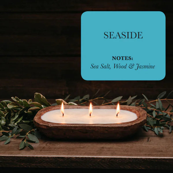 3-Wick Natural Ingredient Candle in Wooden Dough Bowl