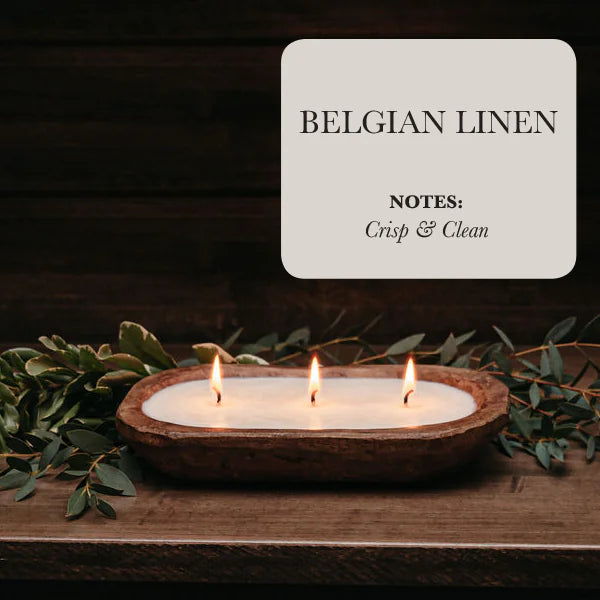 3-Wick Natural Ingredient Candle in Wooden Dough Bowl