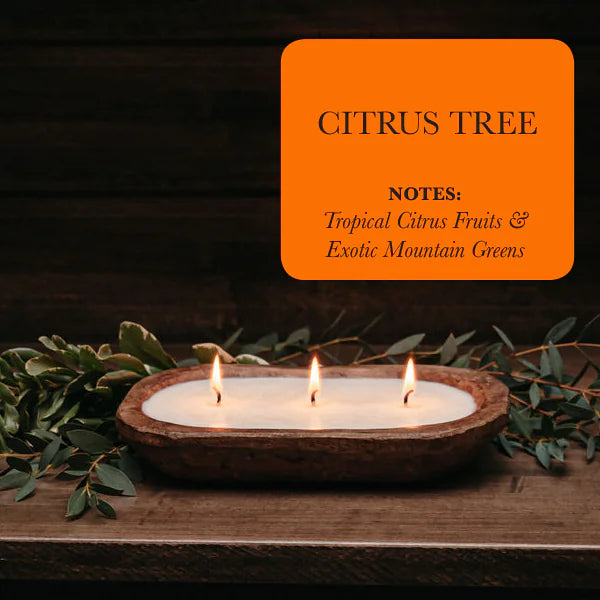 3-Wick Natural Ingredient Candle in Wooden Dough Bowl