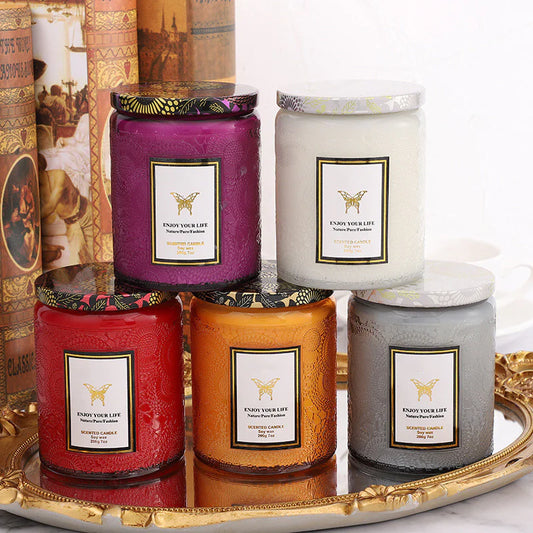 Embossed Glass Soy Aromatherapy Candles