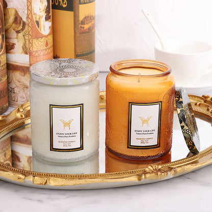 Embossed Glass Soy Aromatherapy Candles