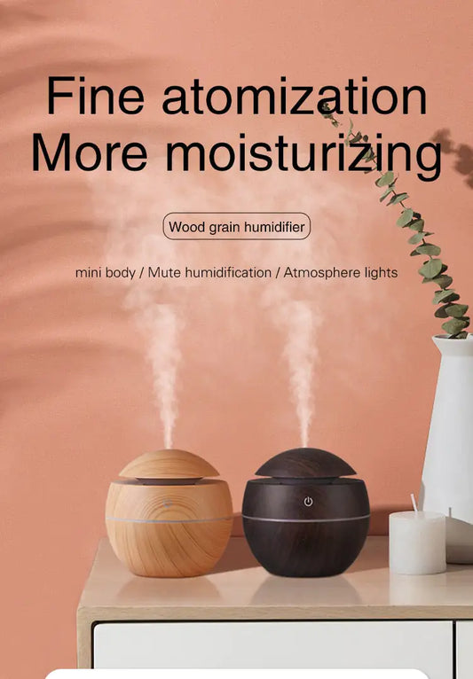 Sleek Aroma Diffuser with Essential Oils – 3 Wood Finishes