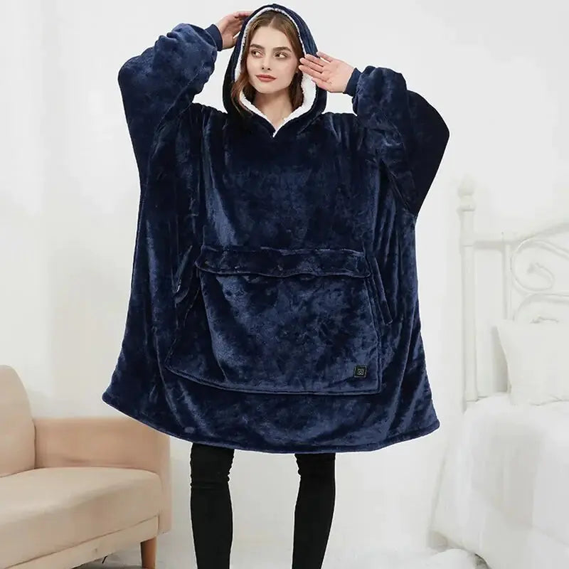 Pullover Heated Coral Fleece Blanket