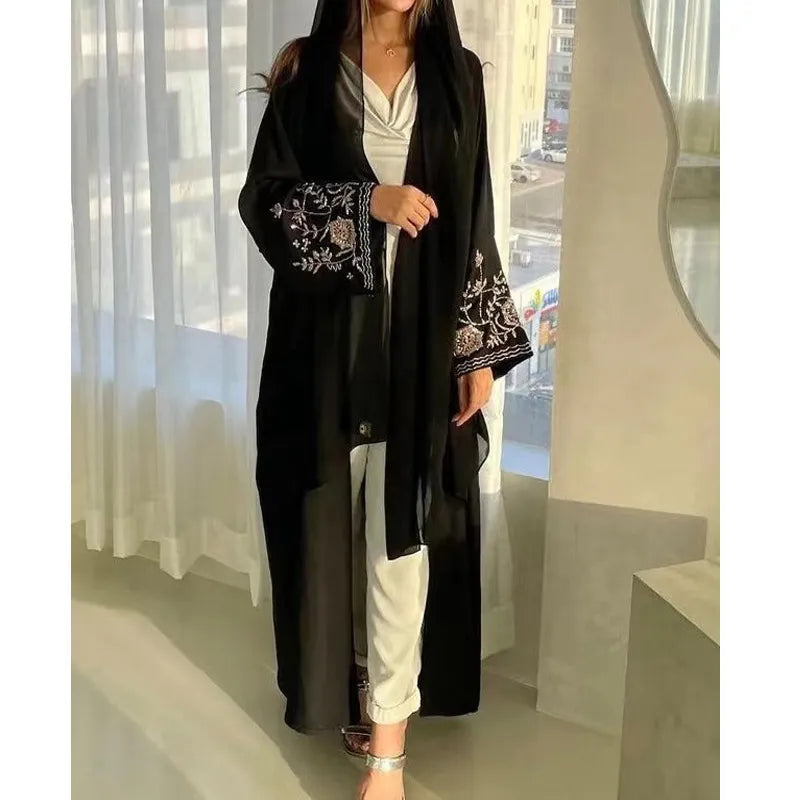 Embroidered Bat Sleeve Loose Cardigan