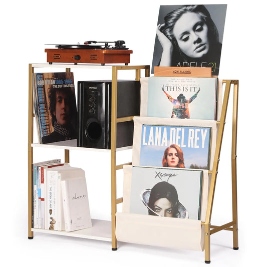 Record Player Turntable Stand with 3 Tier Record Storage