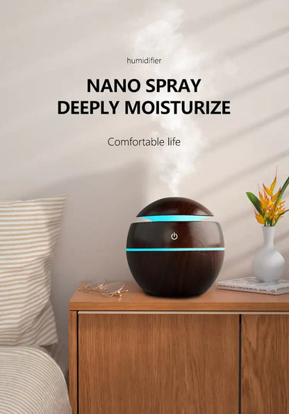 Sleek Aroma Diffuser with Essential Oils – 3 Wood Finishes