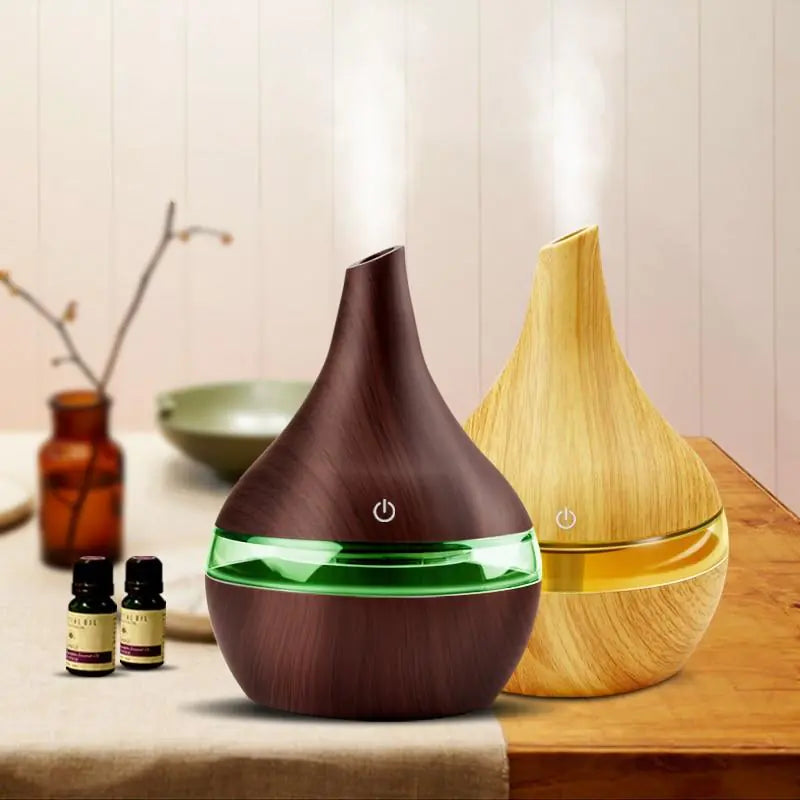 Aromatherapy Ultrasonic USB Air Humidifier – Sleek & Elegant Light or Dark Wood Finish