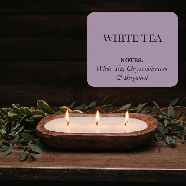 3-Wick Natural Ingredient Candle in Wooden Dough Bowl