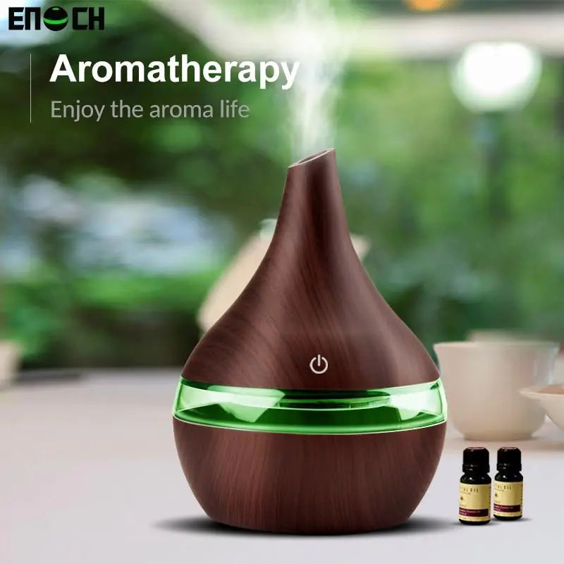 Aromatherapy Ultrasonic USB Air Humidifier – Sleek & Elegant Light or Dark Wood Finish