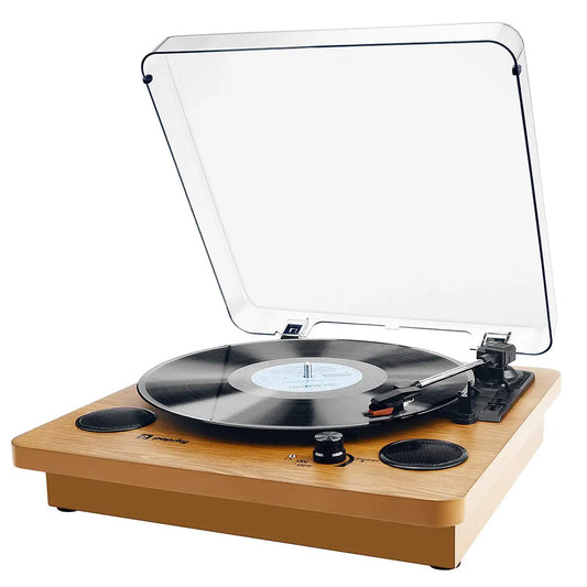 3-Speed Turntable Bluetooth Vinyl Record Player with Speaker