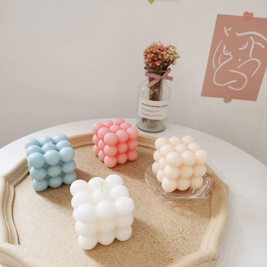 Trendy Pastel Bubble Candles – All-Natural Elegance