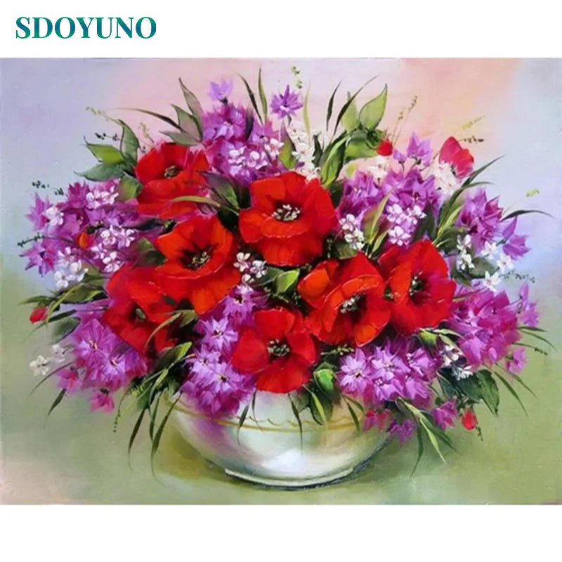 Oil Painting By Numbers Flowers Nature Pictures