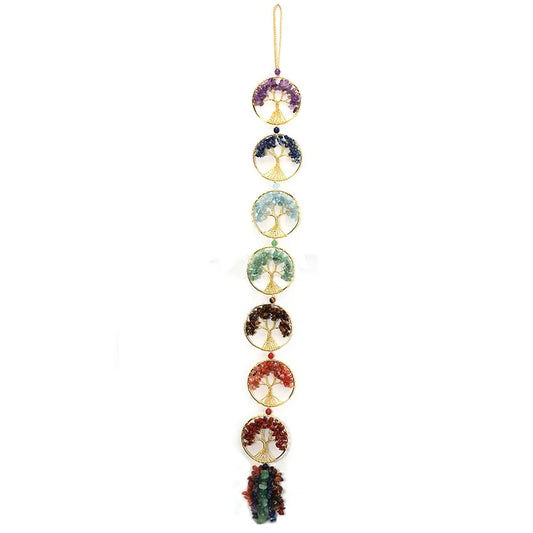 Natural Crystal Chakra Life Tree Wall Pendant
