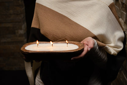 3-Wick Natural Ingredient Candle in Wooden Dough Bowl
