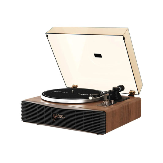 Wood Walnut Vintage Turntable Record Player with Built-in Speakers Bluetooth